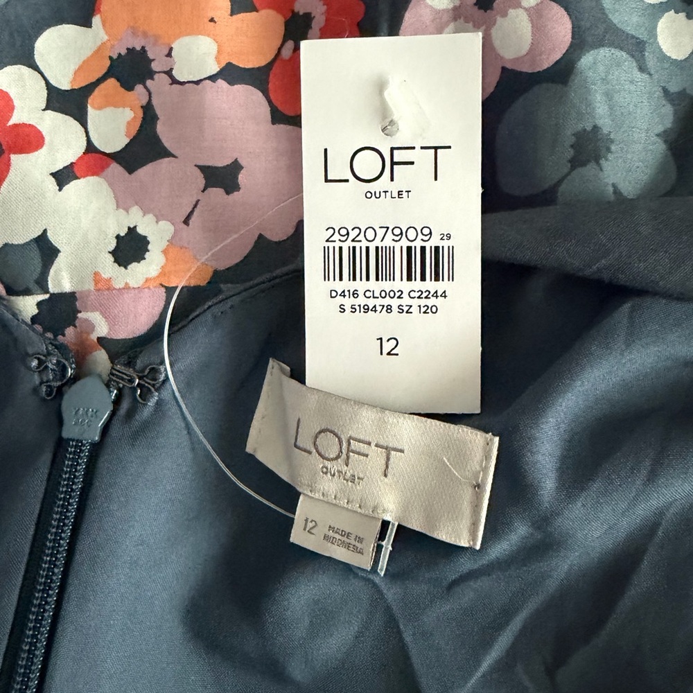 LOFT Slate Blue Floral Sleeveless Mini Dress - Picture 4 of 6